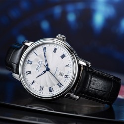 Rzymskie, niebieskie indeksy oraz wskazówki zegarka Epos Emotion 3390.152.20.20.25