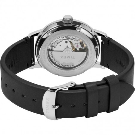 Montre Timex Marlin Automatique TW2V44500 - Cadran Bleu - Boîtier Acier - Bracelet Cuir - Neuf Avec Boîte