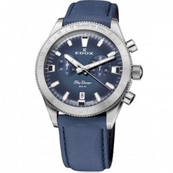 Zegarek Edox SkyDiver Chronograph 40mm na granatowym pasku
