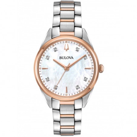 Damski zegarek Bulova Classic 34mm 98P183 z diamentami na tarczy i bransoletą Bicolor