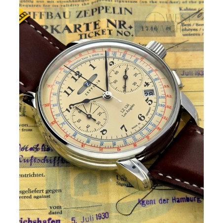 Zeppelin Herren Flieger Uhr Chronograph LZ126 Los Angeles 7614-5 newest