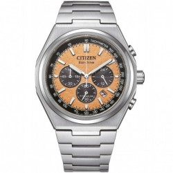 Męski tytanowy zegarek solarny Citizen Super Titanium Chrono CA4610-85Z z brązową tarczą