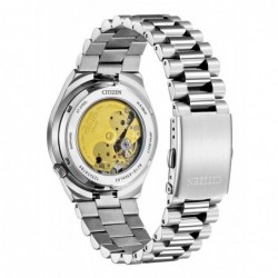 Dekiel Citizen NJ0151-88W – Widoczny automatyczny mechanizm przez szkiełko.