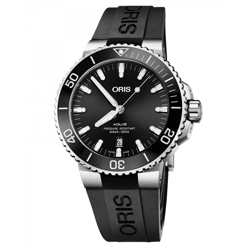 Oris Aquis Date Automatic 43,5mm 01 733 7730 4134 – zegarek męski, niebieska tarcza, gumowy pasek, diver 300M