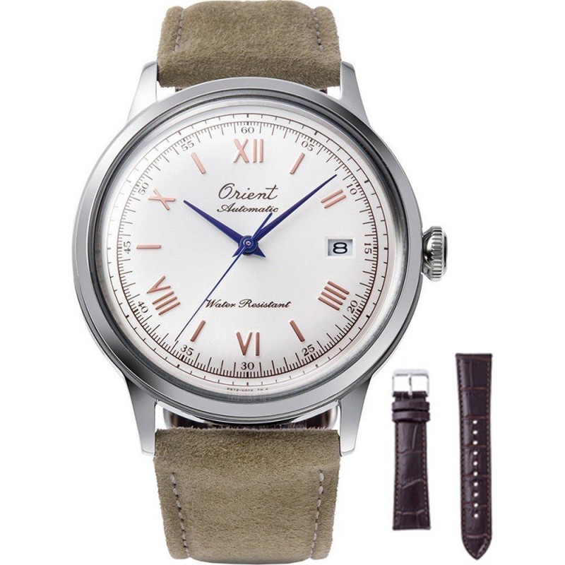 Orient Bambino V2 RA-AC0027S30B – edycja 75-lecia marki – elegancki zegarek automatyczny z kremową tarczą i rzymskimi indeksami.