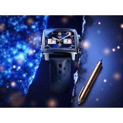 TAG Heuer Monaco X Gulf 39mm – sportowy zegarek z niebieską tarczą.