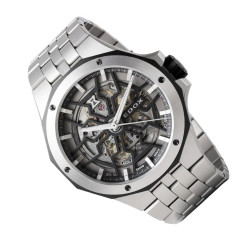 Zbliżenie tarczy Edox Delfin Mecano – widoczny mechanizm skeleton