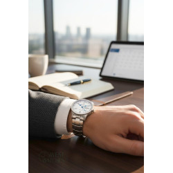 G. Gerlach Sanatio – elegancka bransoleta stalowa i skórzany pasek w zestawie.