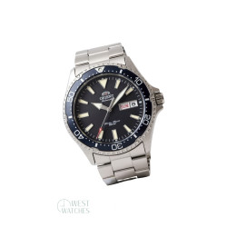 Front RA-AA0002L39B – Niebieska tarcza i stalowa koperta Orient Kamasu Automatic.