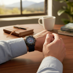 Luminox Tide Eco XS.8903.ECO na nadgarstku w biurowej stylizacji