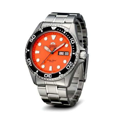 Zegarek nurek Orient Ray II Automatic 41mm TAA02006M9 z pomarańczową tarczą