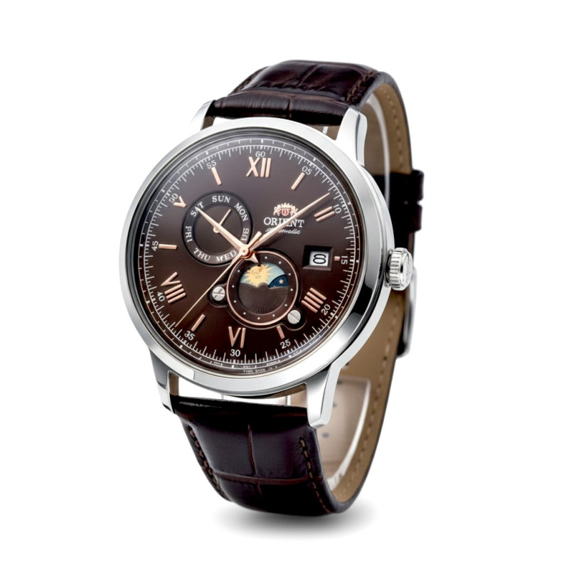 Orient Bambino Sun & Moon RA-AK0804Y30B widok czołowy tarczy