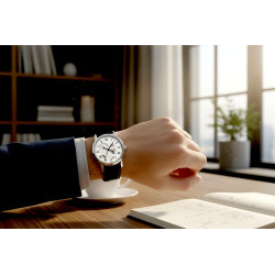 Zegarek Orient Sun & Moon na męskim nadgarstku w eleganckiej stylizacji