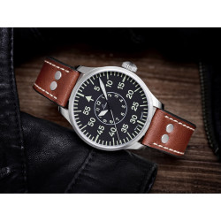 Skórzany pasek zegarka Laco Aachen, detal paska i koperty