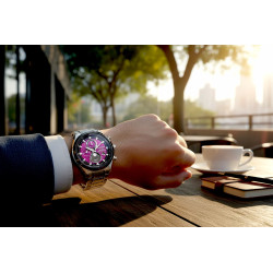 Citizen Eco-Drive w stylizacji biznesowej Moon Phase na nadgarstku – idealny do garnituru i formalnych okazji.