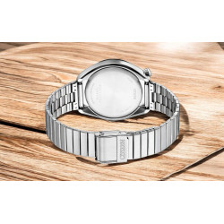 Citizen AN3660-81A steel case back and silver bracelet clasp