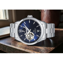 Orient Star RE-AT0001L00B – granatowa tarcza semi-skeleton 39mm