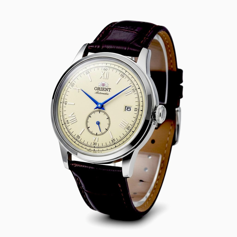 Orient Bambino Small Seconds RA-AP0105Y30B – zegarek męski 38mm, beżowa tarcza, elegancki styl, mechanizm automatyczny.