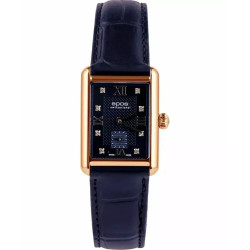 Epos Quartz Lady 8002.702.24.86.16 łączący kopertę w odcieniu różowego złota z granatowym paskiem skórzanym