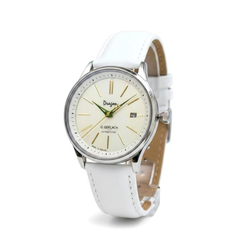G. Gerlach Dragon Biała Perła 41mm – damski zegarek automatyczny