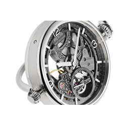 Analogowa tarcza typu skeleton, przez którą widać cały pracujący mechanizm