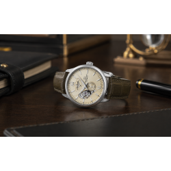 Beżowa tarcza 41 mm przykryta szkiełkiem szafirowym