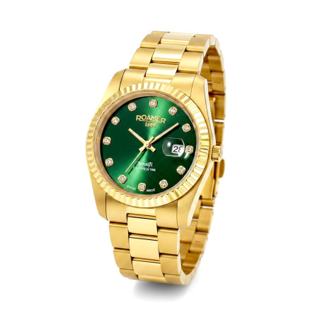 Roamer Amalfi 852844-48-79-20 – damski zegarek złoty 34mm