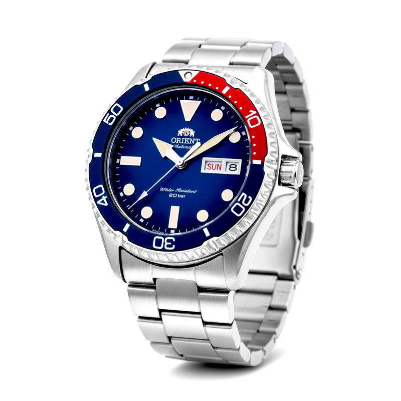 Orient Kamasu Diver Automatic RA-AA0812L19B – zegarek męski 42mm z niebieską tarczą, stalową bransoletą i szkłem szafirowym