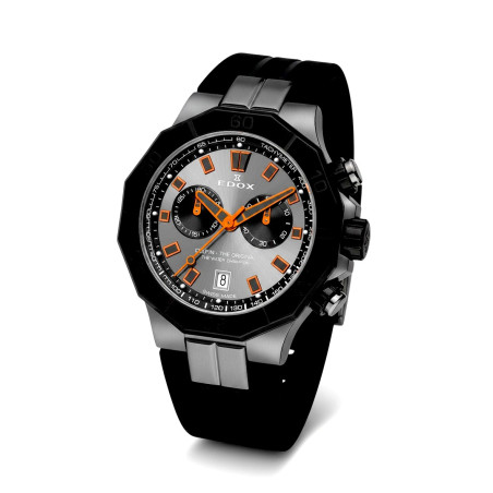 Zegarek męski Edox Delfin Chronograph 10113 37GNCA GNO z szarą tarczą