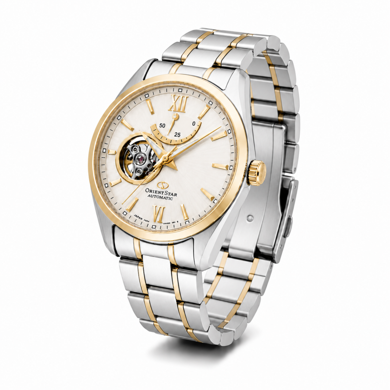 Orient Star RE-AT0004S00B – granatowa tarcza semi-skeleton 39mm