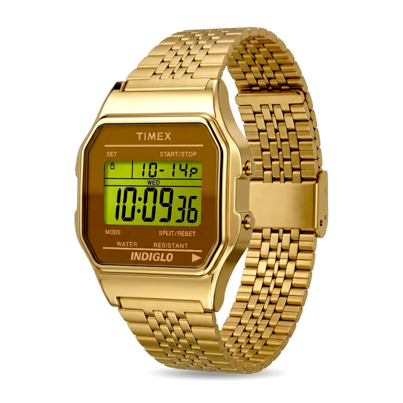 Cyfrowy zegarek unisex Timex Classic 80 Indiglo TW2P48700 na stalowej bransolecie