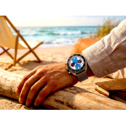 Gruba pleciona bransoleta stalowa Shark Mesh 22 mm z zapięciem w G.Gerlach Poseidon