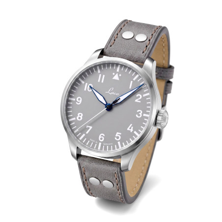 Niemiecki zegarek lotniczy Laco Augsburg Automatic Typ-A 42mm Grau 862158 na szarym pasku z nitami