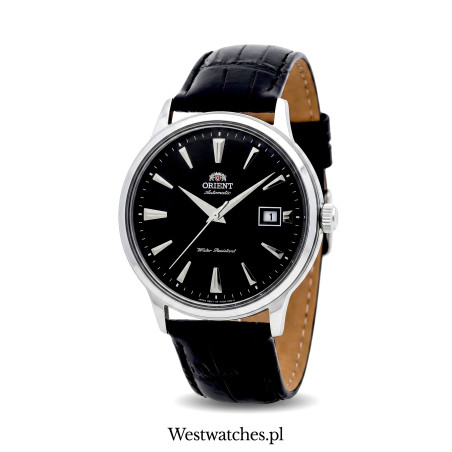Zegarek męski Orient Bambino Automatic TAC00004B0 z czarną tarczą i skórzanym paskiem