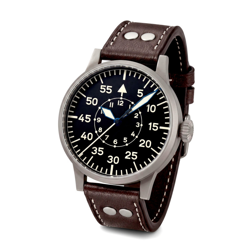 Niemiecki zegarek lotniczy Laco Lipsk Mechanical 42mm 861747 na brązowym pasku
