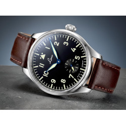 Zegarek lotniczy Laco Pilot Ulm 39mm 862172 z małą sekundą na brązowym pasku