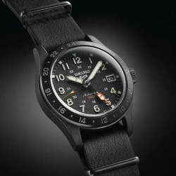 Męski czarny zegarek automatyczny Seiko 5 Sports Field GMT 39mm SSK025K1