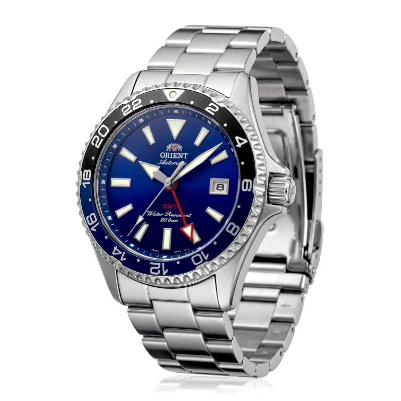 Zegarek nurek Orient Mako Diver GMT 42mm RA-BC0003L30B Navy Blue stal