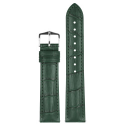 Ciemnozielony pasek skórzany aligator Hirsch Duke 20mm 01028040-2-20 ze stalową klamrą