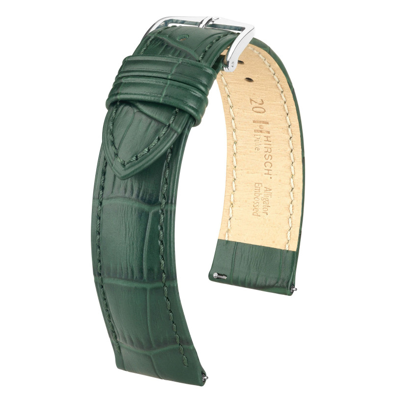 Zielony pasek do zegarka z włoskiej skóry Hirsch Duke 20mm 01028040-2-20