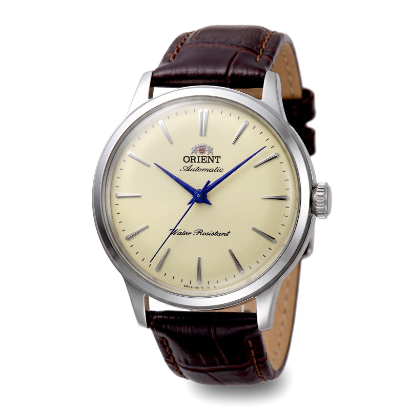 Zegarek Orient Bambino 36 RA-BB0104Y kremowa tarcza i niebieskie wskazówki