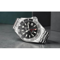 Męski zegarek automatyczny Orient Mako GMT 42mm RA-BC0001B30B czarny