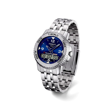 Zegarek dotykowy Tissot Navigator 3000 T96.1.488.42 niebieska tarcza stal