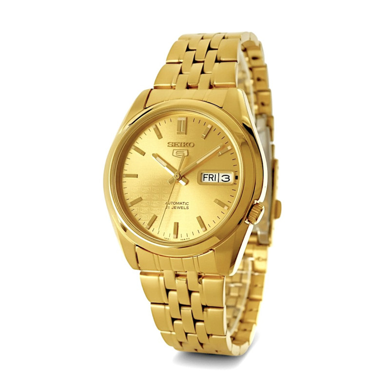 Złota tarcza z monogramem i bransoleta w Seiko 5 SNK366K1 37mm