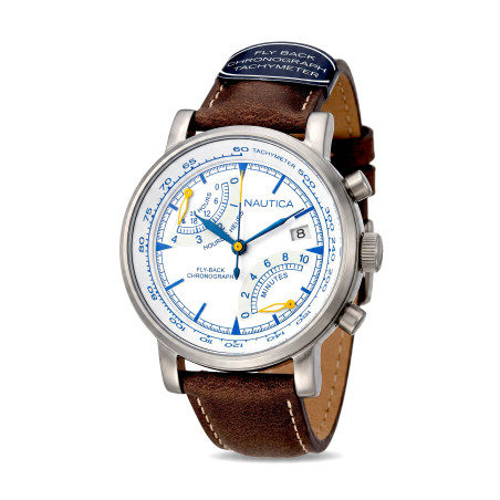 Męski zegarek Nautica Chronograph NAI17505G Fly-Back biała tarcza