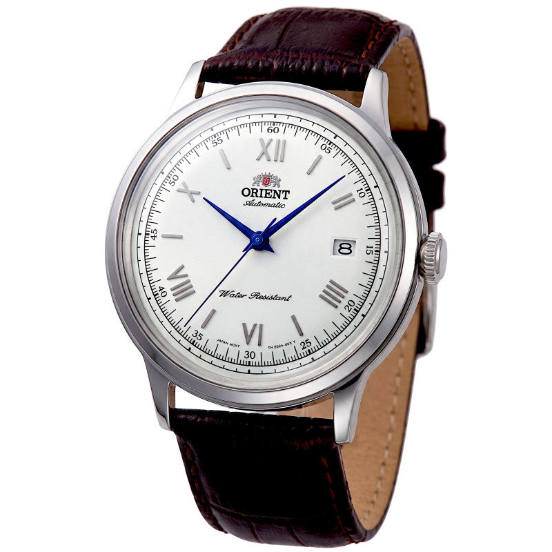 Zegarek męski Orient Bambino 2nd Gen TAC00009W0 biała tarcza brązowy pasek